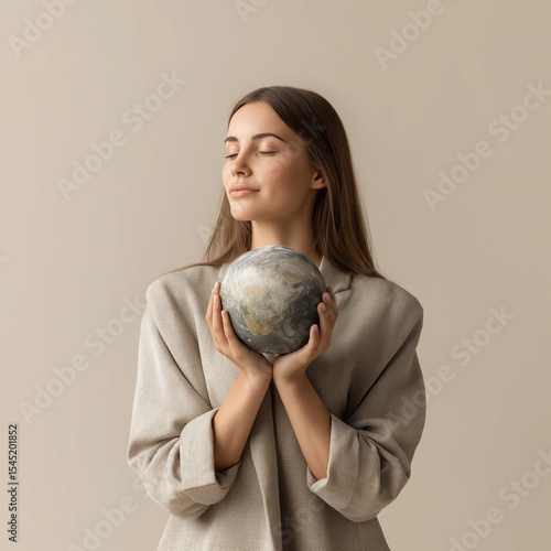 Wallpaper Mural Mujer sosteniendo el planeta Tierra en sus brazos Torontodigital.ca