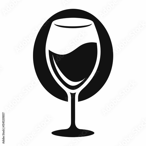 Wine glass silhouette with circle isolated on white background