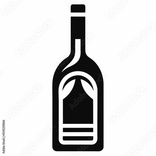 Wine bottle silhouette isolated on white background