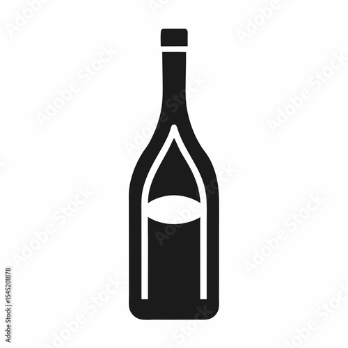 Wine bottle silhouette isolated on white background