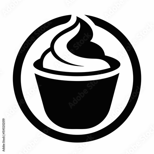 Cupcake with frosting in a circle