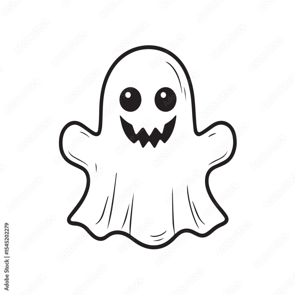 Cartoon ghost with arms isolated on white background Cartoon ghost with arms isolated on white background