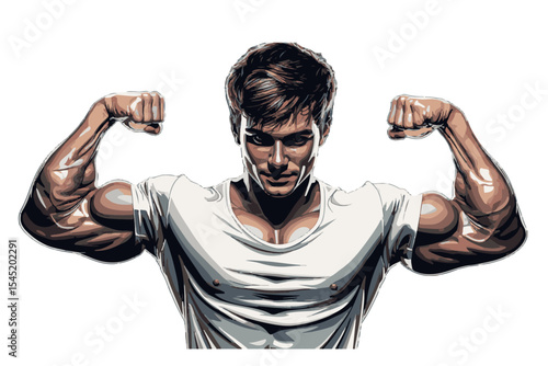 a body builder silhouette Muscular bodybuilder show biceps