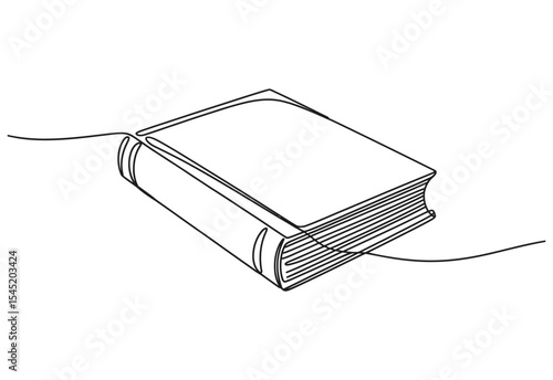 Single line drawing of a book open pages