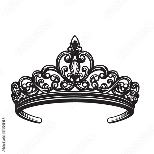 Elegant vintage art silhouette of a royal crown depicting grace and royalty symbolism