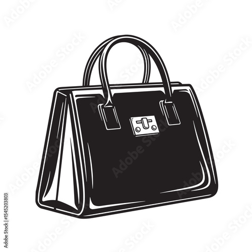 Elegant vintage silhouette art of a classic handbag for fashion and design projects