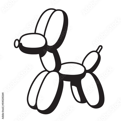 Simple black and white balloon dog vector art for party decorations and design projects