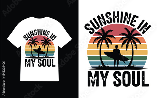 Summer Beach Sunset Surf T Shirt Design