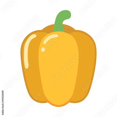A fresh and vibrant yellow bell pepper, perfect for culinary creations. Its smooth skin and bright color hint at its freshness and flavor