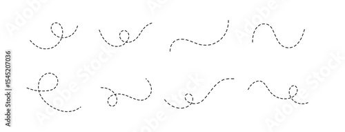 “Abstract Hand-Drawn Dotted Line Collection – Curved and Wavy Dashed Stroke Vector Set for Sketch Style Decorations, Note Highlights, and Modern Design Elements”