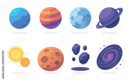 Alien planets icons set – 3d, isometric, cosmic worlds for sci-fi designs