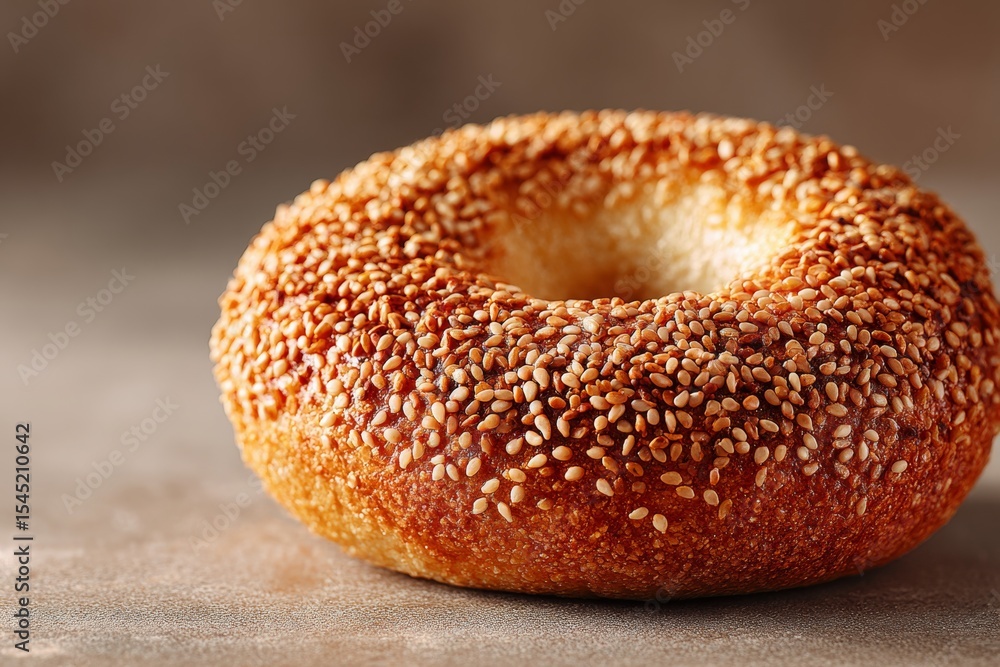 Simit, sesame-crusted bread ring with golden-brown glaze and sesame seeds. Concept of warmth and texture, highlighting Simit, inviting atmosphere. Simit, sesame-crusted bread ring with golden-brown glaze and sesame seeds. Concept of warmth and texture, highlighting Simit, inviting atmosphere.