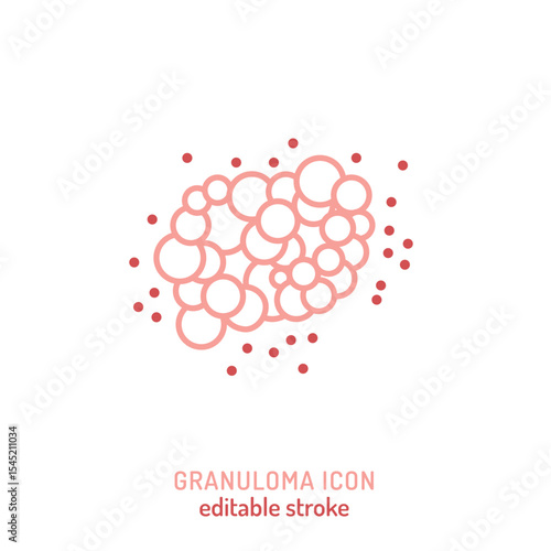 Granuloma icon. Editable vector illustration of clustered immune cell inflammation.