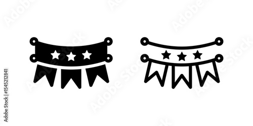 Festive banner flag icon for celebrations, parties, and events. Ideal for holidays, festivals, and joyous occasions.