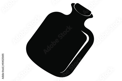 Black Silhouette of a Hot Water Bottle for Pain Relief and Comfort