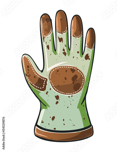 Dirty Green Brown Gardening Glove Soil