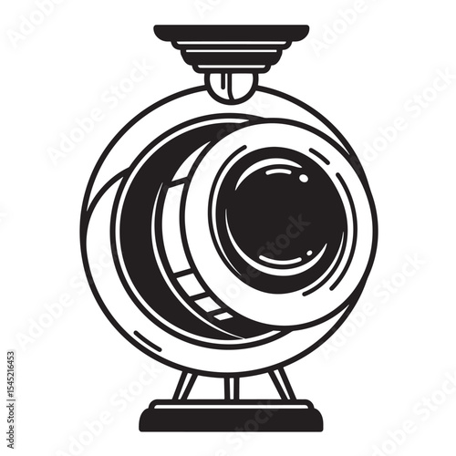 Vintage silhouette of a crystal ball used for fortune telling and predictions in black and white