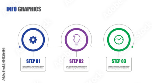 3-Step Business Workflow Infographic Template with Icons