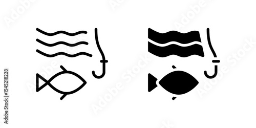 Fishing Icon Set ideal for fishing or sea themes.