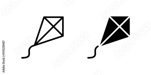 Kite Icon Set ideal for outdoor or children's themes.