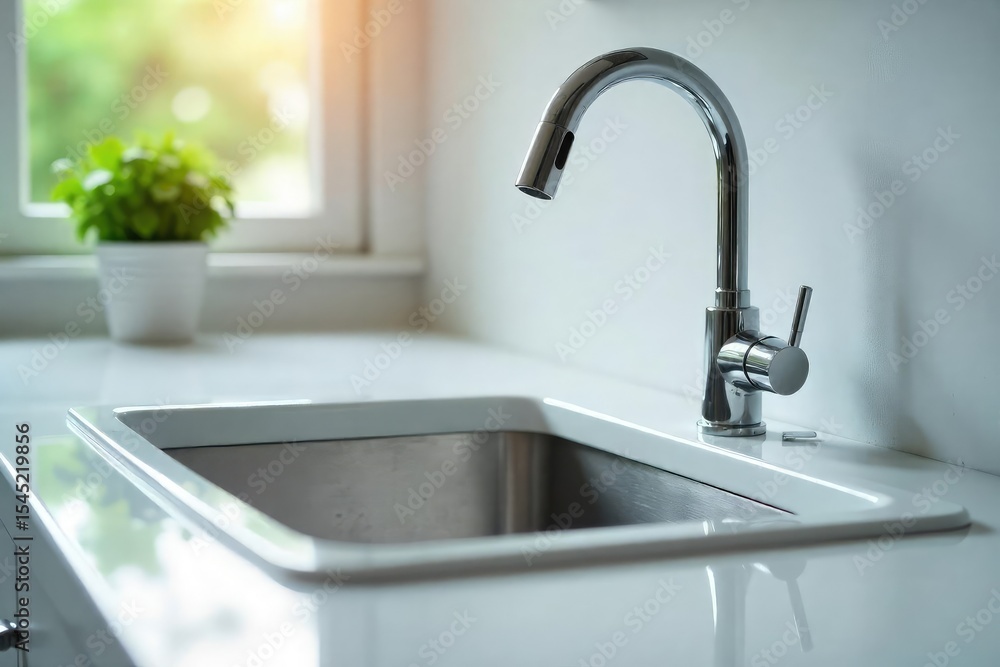 Close-up shot of a sparkling clean kitchen sink, gleaming faucets, and pristine countertops after thorough cleaning maintenance The image evokes feelings of freshness and hygiene , texture, tile Close-up shot of a sparkling clean kitchen sink, gleaming faucets, and pristine countertops after thorough cleaning maintenance The image evokes feelings of freshness and hygiene , texture, tile