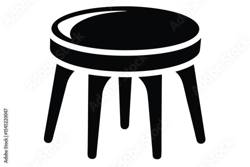three legged stool silhouette line art vector illustration