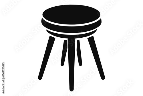 three legged stool silhouette line art vector illustration