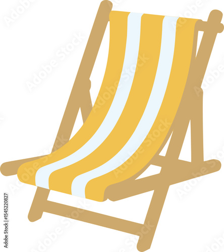 A minimalist illustration of a classic wooden beach chair. This versatile graphic can be used for travel brochures, summer promotions, or any design needing a touch of warmth and holiday spirit.