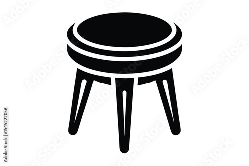 three legged stool silhouette line art vector illustration