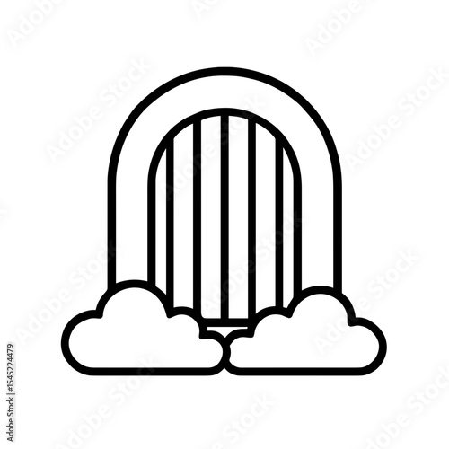 Heaven gate icon in outline style – symbol of paradise and afterlife