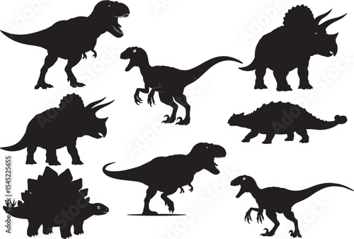 Dinosaur roaring prehistoric silhouette vector illustration