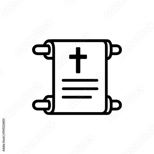 Christian scroll icon in outline style – symbol of gospel and religious teachings
