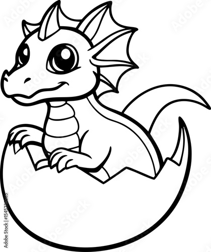 Adorable cartoon dragon emerging from a cracked eggshell a cute mythical creature vector illustration