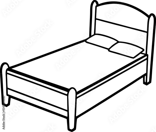 Simple vector illustration of a bed with pillows in black and white perfect for various design projects