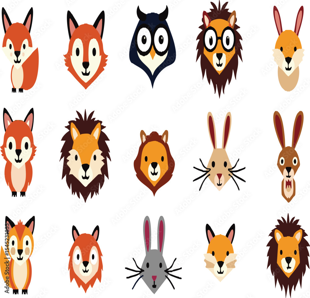 Obraz premium Animals logos collection. Animal logo set. Isolated on White background.