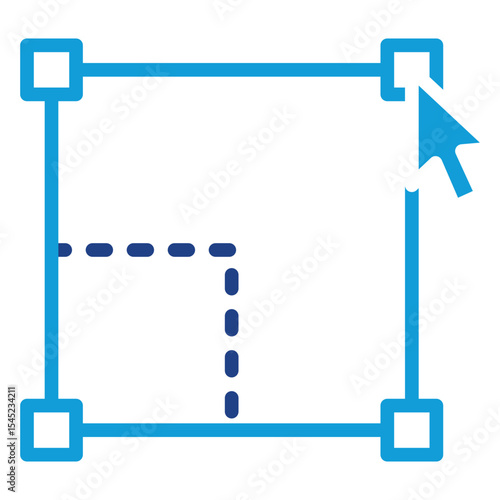 Scalable and Adaptive - Dual Tone Blue Glyph Icon - responsive grid with resize cursor, representing flexible business scaling and adaptability