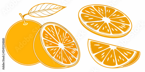 Fresh and juicy citrus fruit slices of orange and lemon isolated on white, a healthy vitamin-rich tropical food