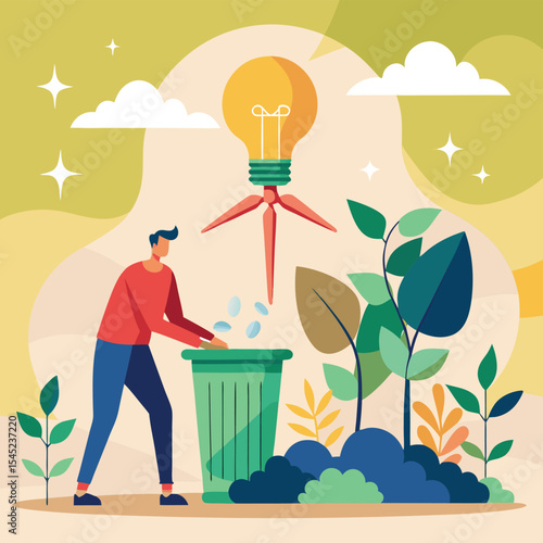 Eco-Friendly Ideas Sustainable Living and Waste Reduction Vector Illustration