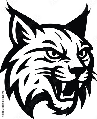 Wildcat lynx head middle high school sports team mascot isolated on transparent background