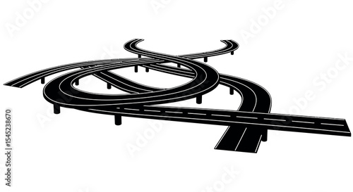 Abstract highway interchange design for urban planning and traffic management projects