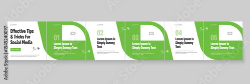Instagram carousel template layout design for five tips sharing on social media. Linkedin carousel banner design vector template	