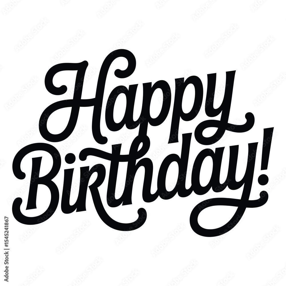 Bold Black Happy Birthday Script Lettering Typography Design vector Bold Black Happy Birthday Script Lettering Typography Design vector