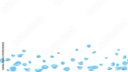 Background romantic event with realistic blue rose petals on floor vector. floral wedding invitation, Valentine or Father day card