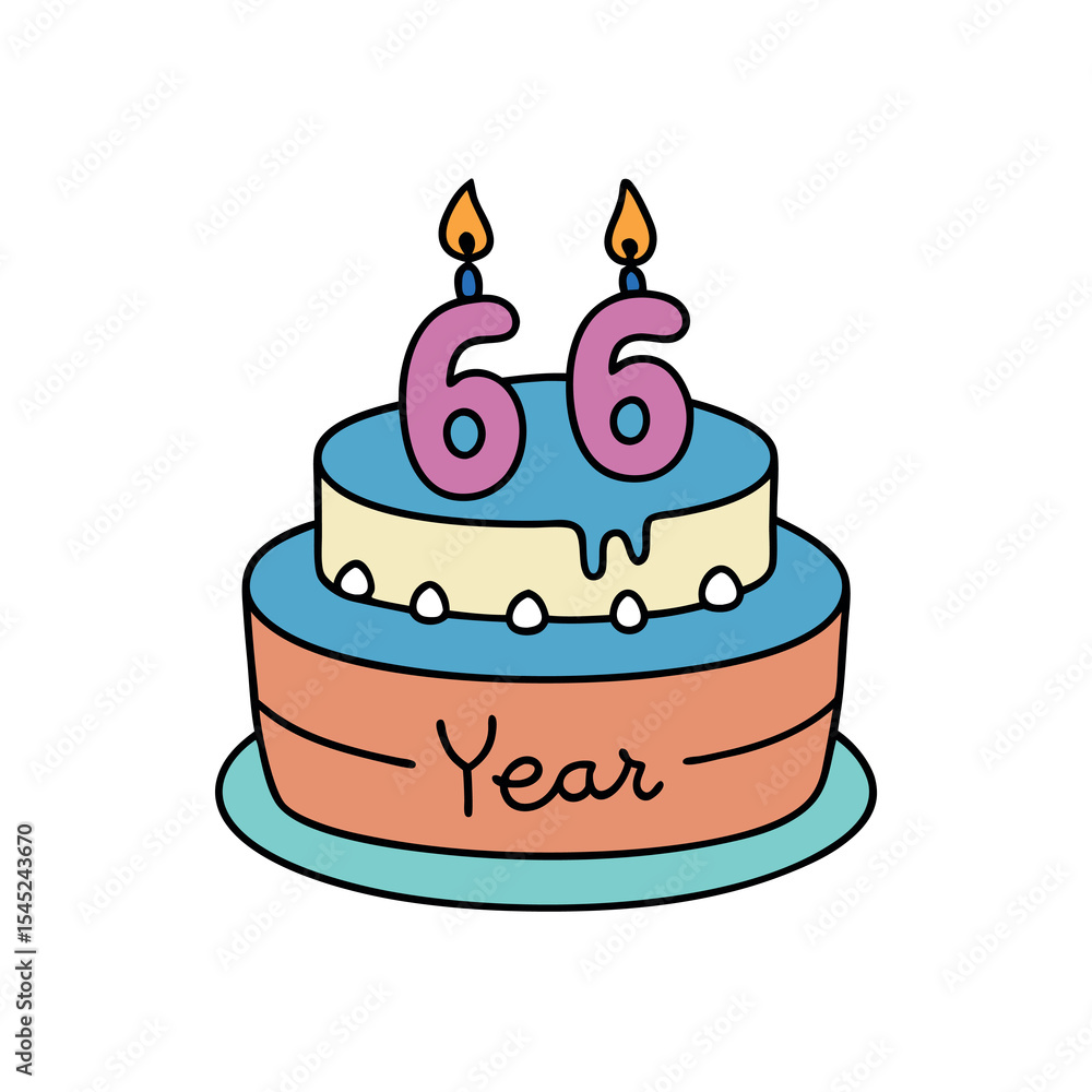 Sixth birthday cake design white background illustration Sixth birthday cake design white background illustration