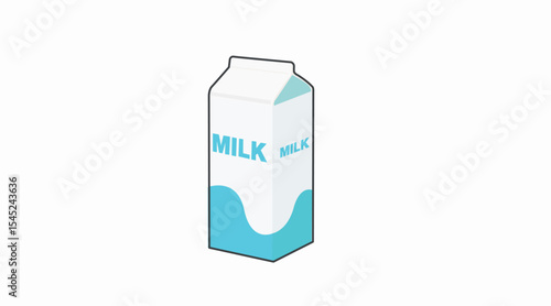 Milk Box Color Icon. Vector editable color flat illustration of a box of milk