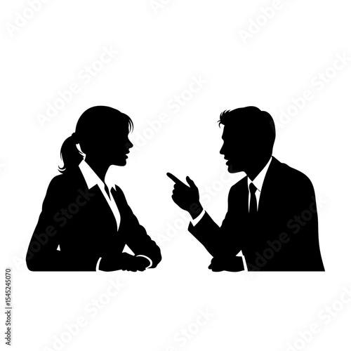 Business people arguing during a meeting in silhouette style  