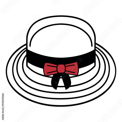 Gondolier straw hat with red ribbon illustration