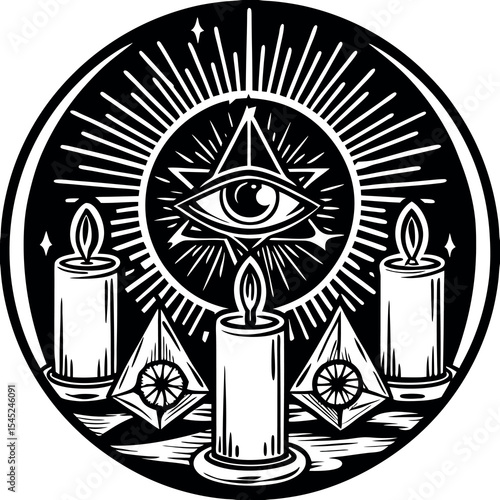 Dark moody mystical digital illustration