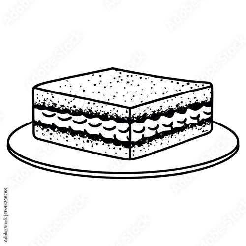 Delicious tiramisu slice with cocoa dusting dessert illustration