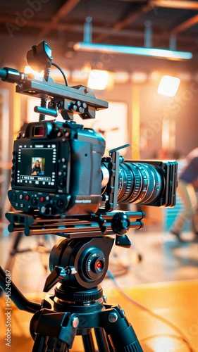 Behind the scene in a studio of video production